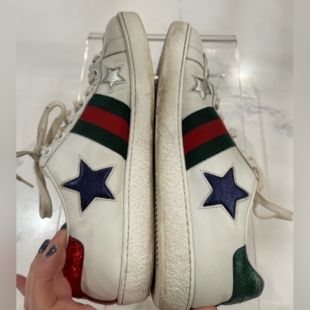 GUCCI ACE metallic star leather size IT 37.5 - Picture 6 of 13